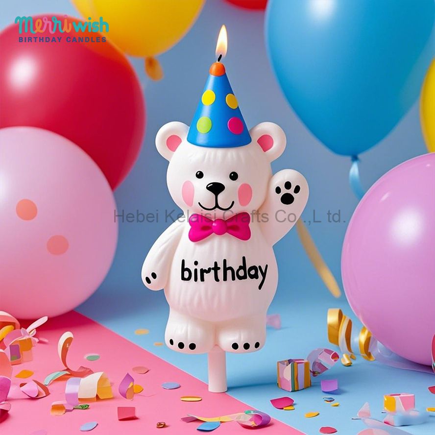 Birthday Party Christmas Graduation White Polar Bear Cartoon Cake Birthday Candle