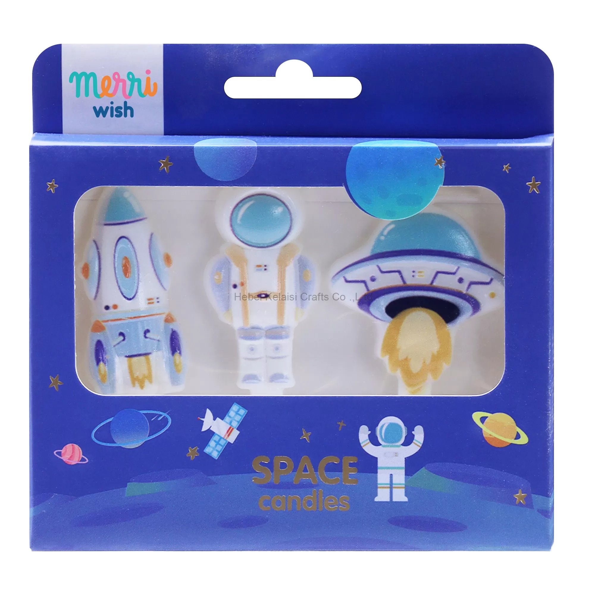 Space Astronaut Themed Birthday Cake Candle Set (3 Pieces)