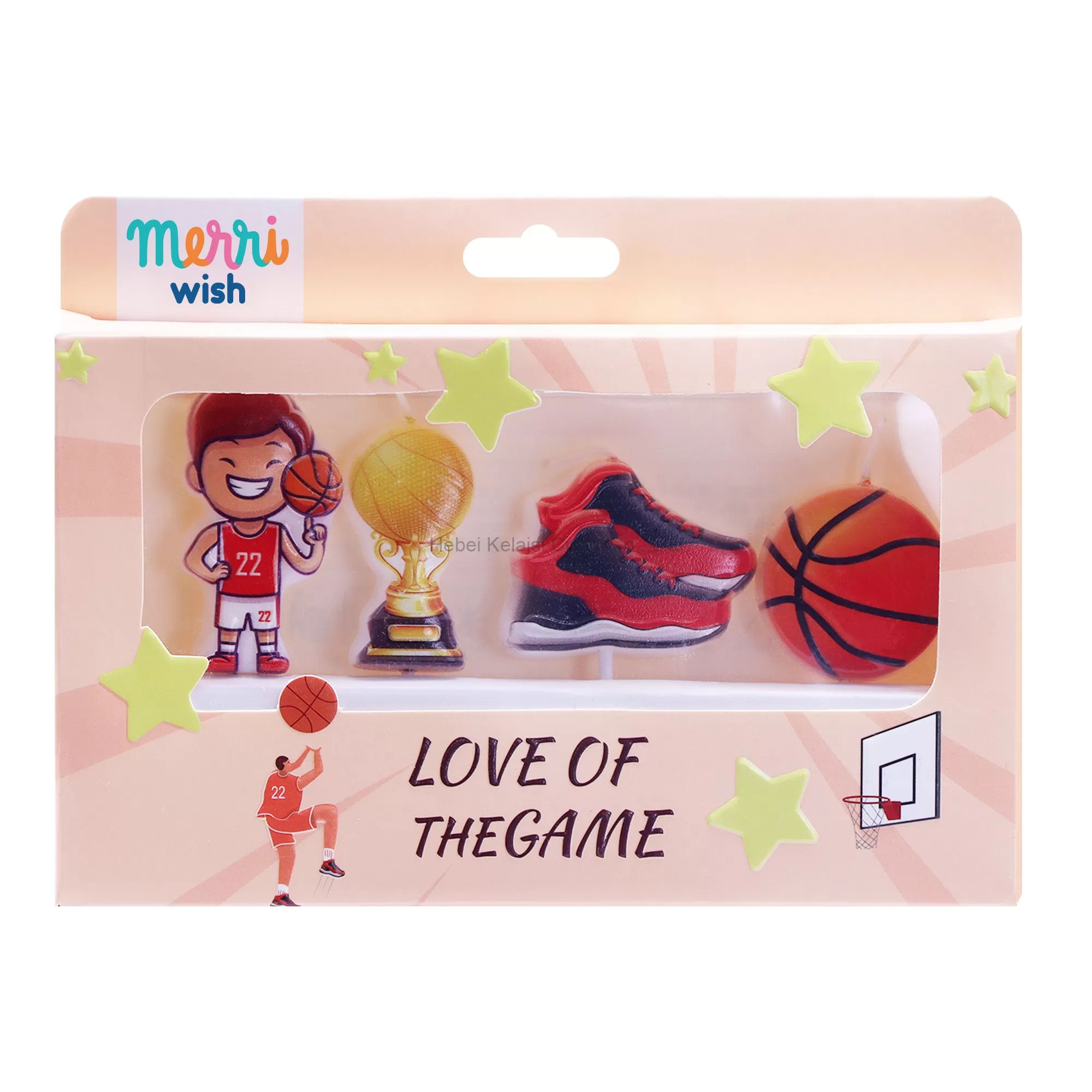 Basketball themed birthday cartoon cake candles