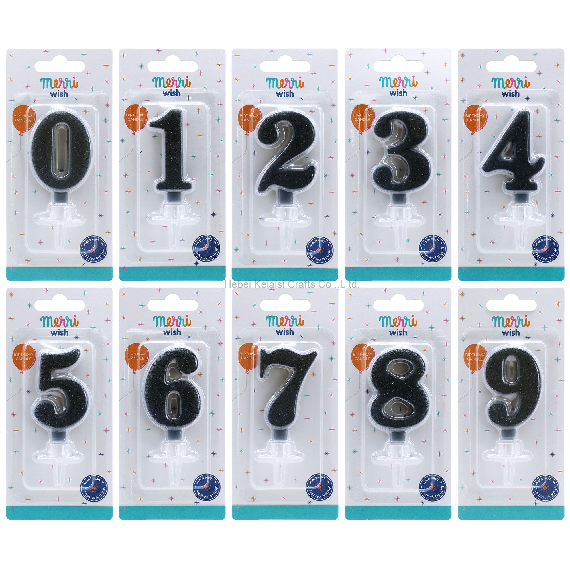 Large glitter gold powder black number cake candle with wax holder