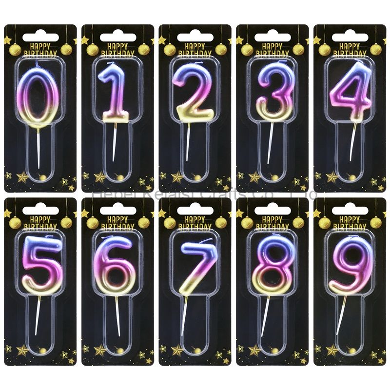 5x13cm gradient color birthday number cake candles