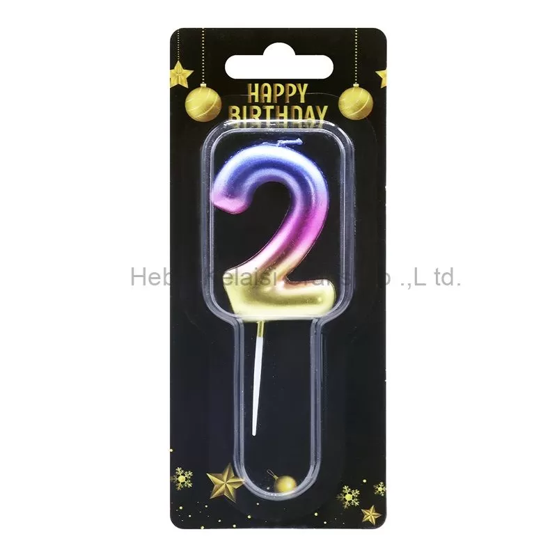 5x13cm gradient color birthday number cake candles
