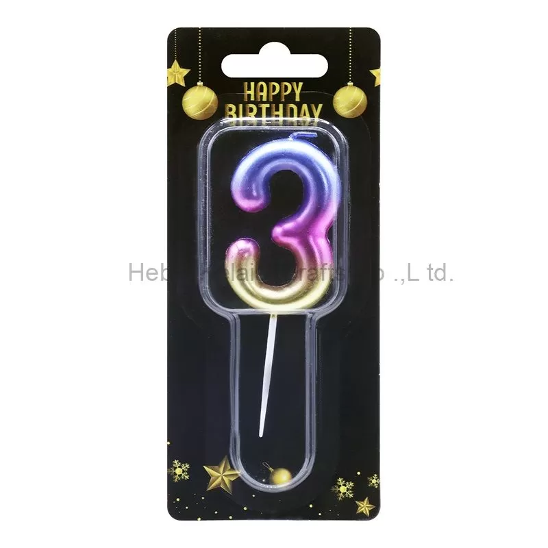 5x13cm gradient color birthday number cake candles