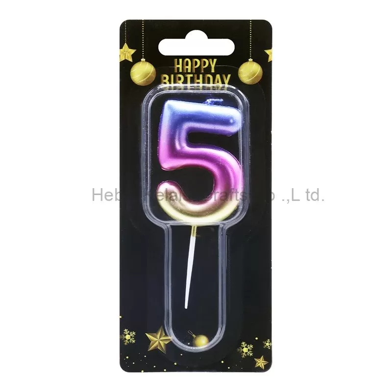 5x13cm gradient color birthday number cake candles