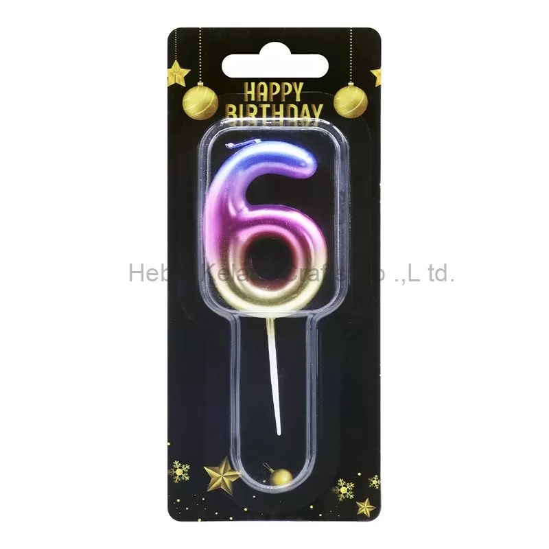 5x13cm gradient color birthday number cake candles