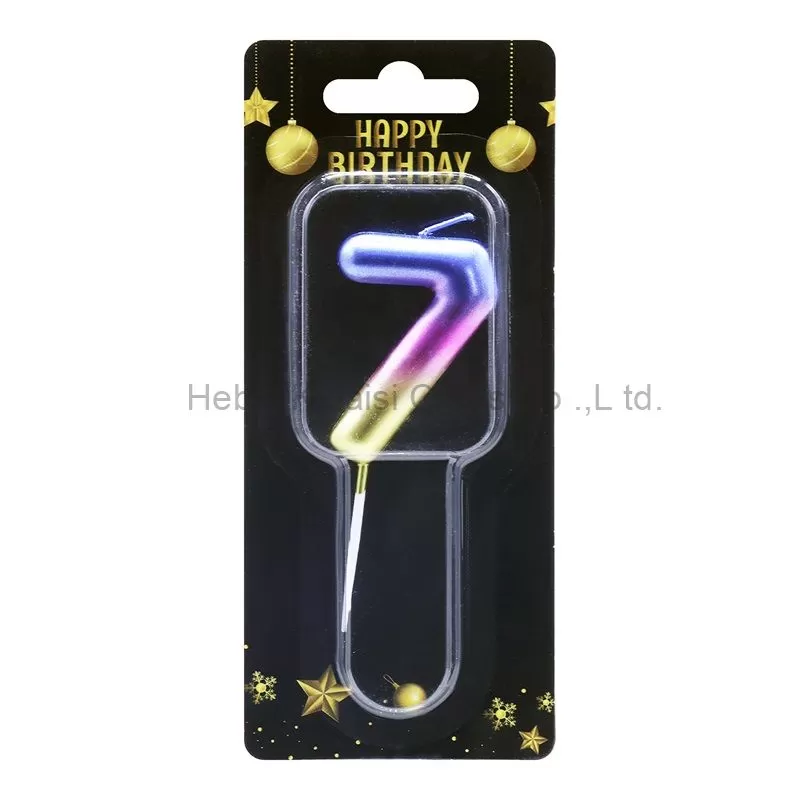 5x13cm gradient color birthday number cake candles