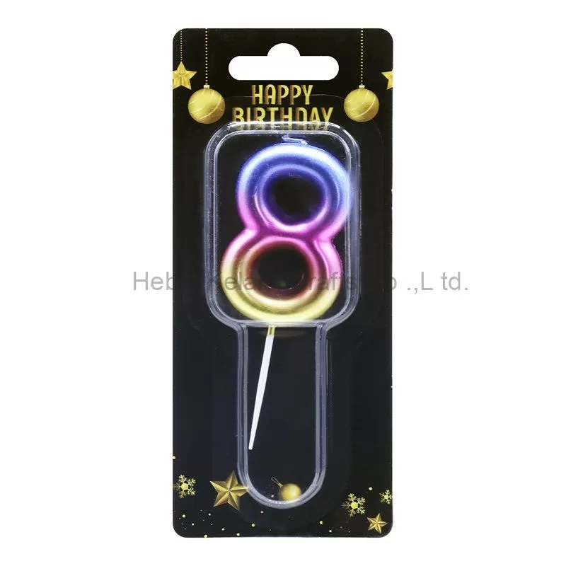 5x13cm gradient color birthday number cake candles