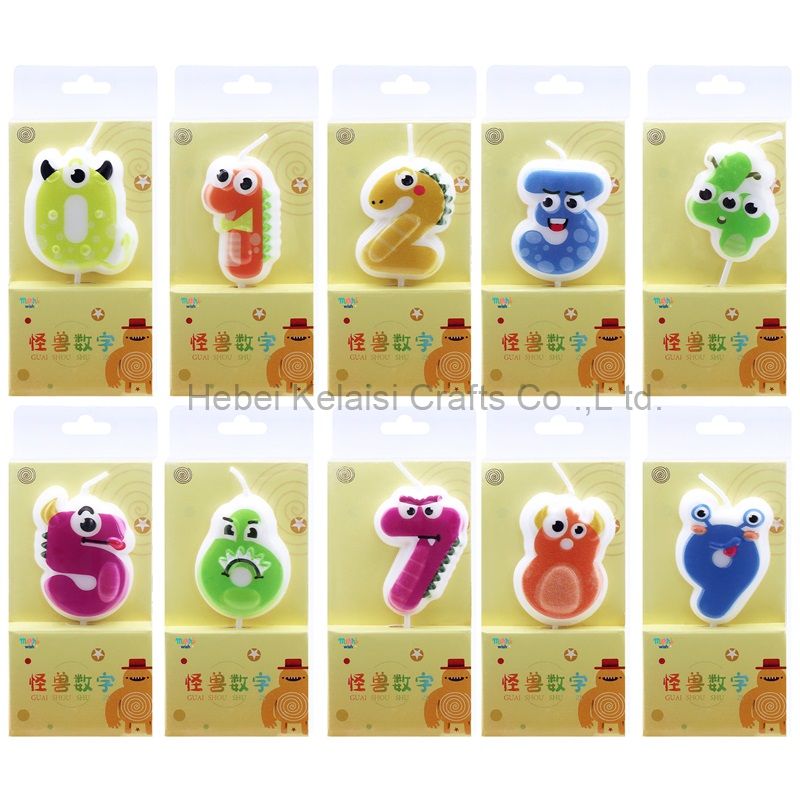 Cute cartoon monster pattern birthday cake number candles