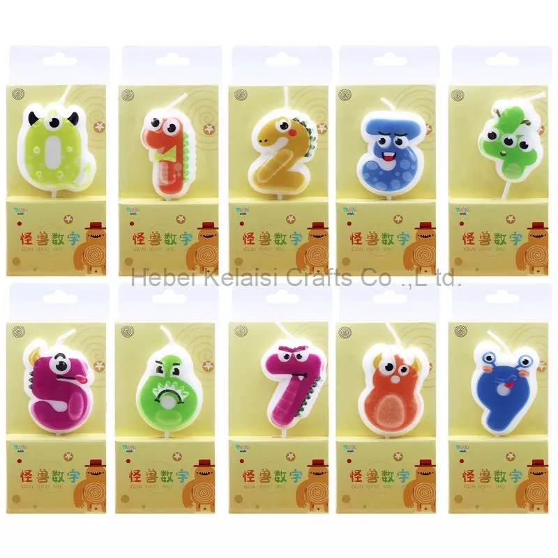 Cute cartoon monster pattern birthday cake number candles