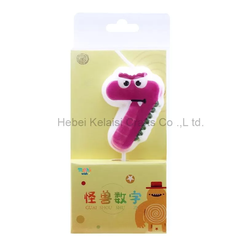 Cute cartoon monster pattern birthday cake number candles