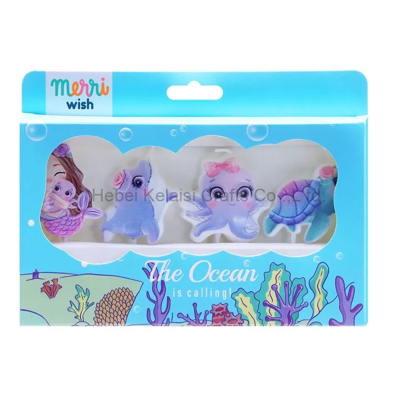 4 Pieces Summ Beach Party Themed Cartoon Birthday Cake Candle Set