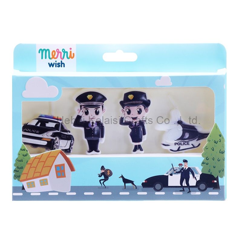 4 Piece Police Theme Cartoon Birthday Cake Candle Set