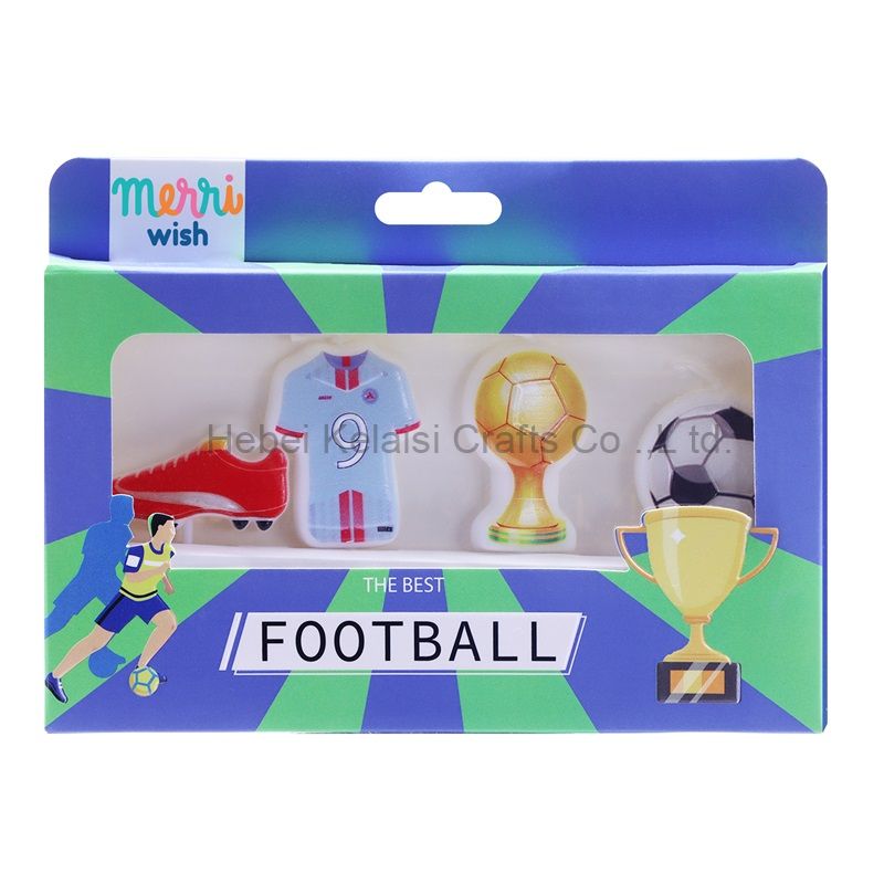 4 Piece Football Theme Ball Cake Toppers Birthday Cake Candle Set