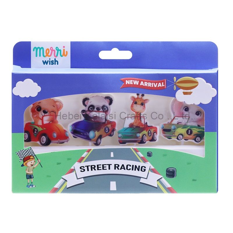 Cute Cartoon Racing Theme Party Cartoon Birthday Cake Candles