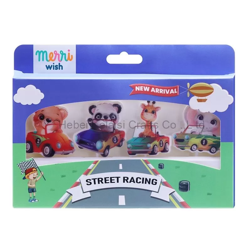 Cute Cartoon Racing Theme Party Cartoon Birthday Cake Candles