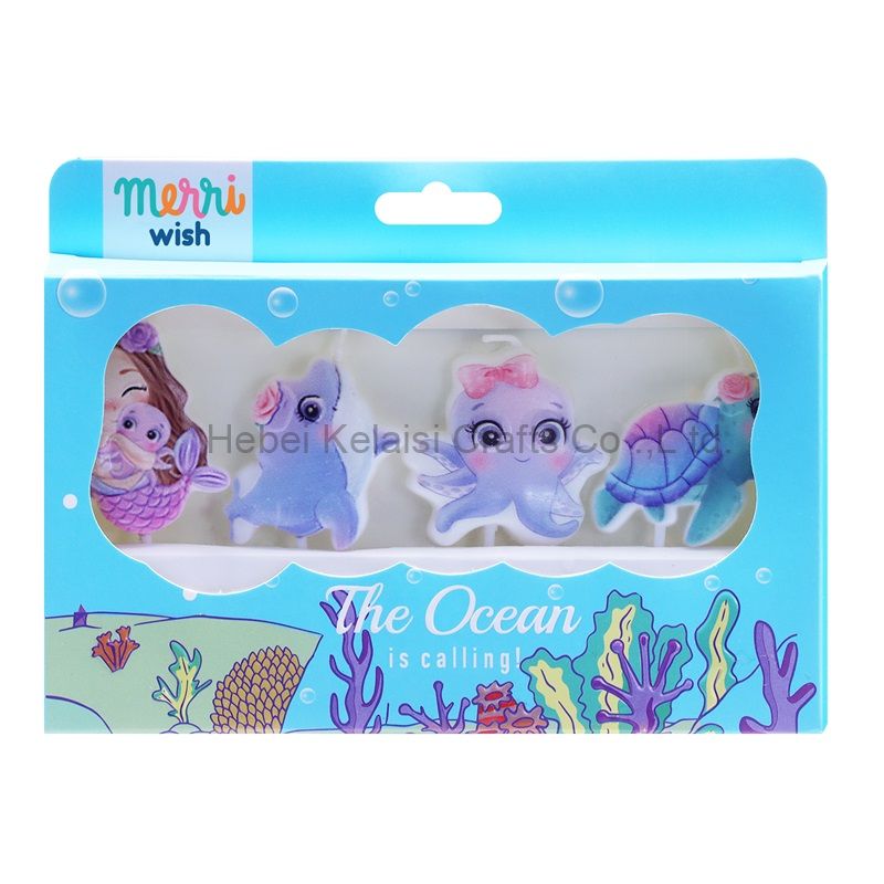Cute Girl Cartoon Ocean Creature Birthday Cake Candle