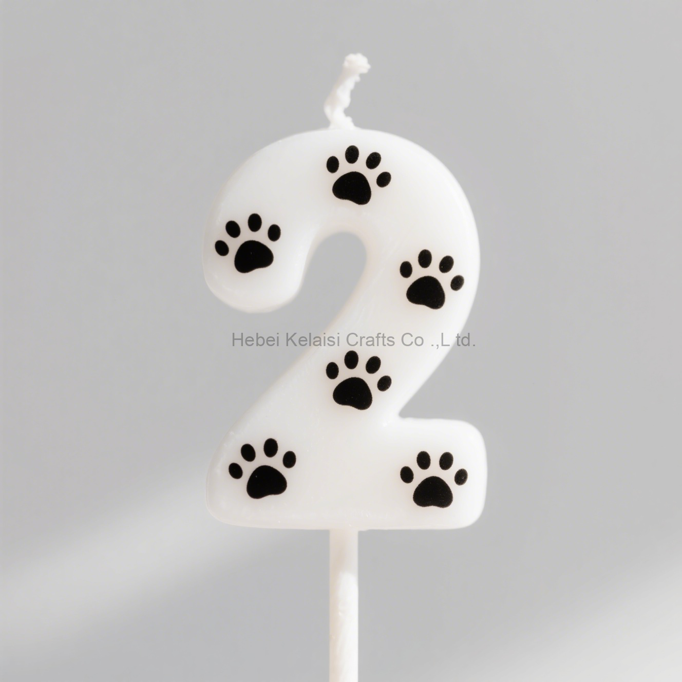 Dog Theme Birthday Cake Toppers Black and White Dog Paw Print Number Candle