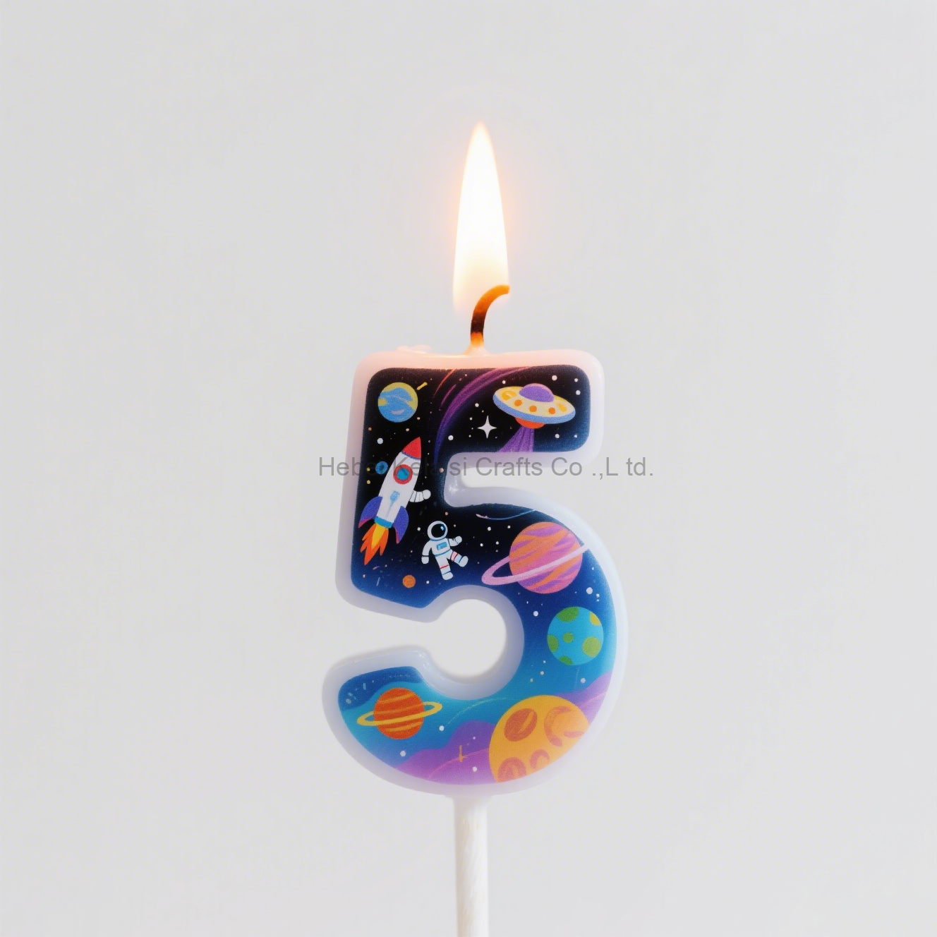 Astronaut Rocket Galaxy Space Theme Party Cake Topper Number Birthday Candle