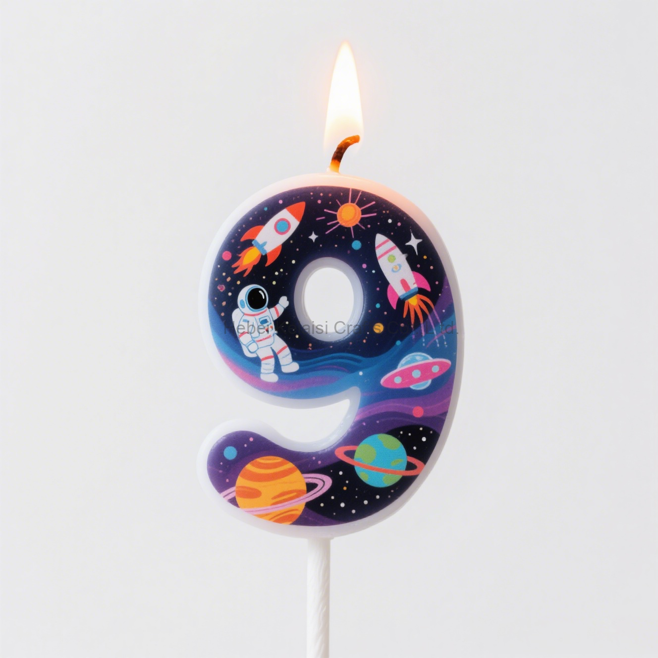 Astronaut Rocket Galaxy Space Theme Party Cake Topper Number Birthday Candle