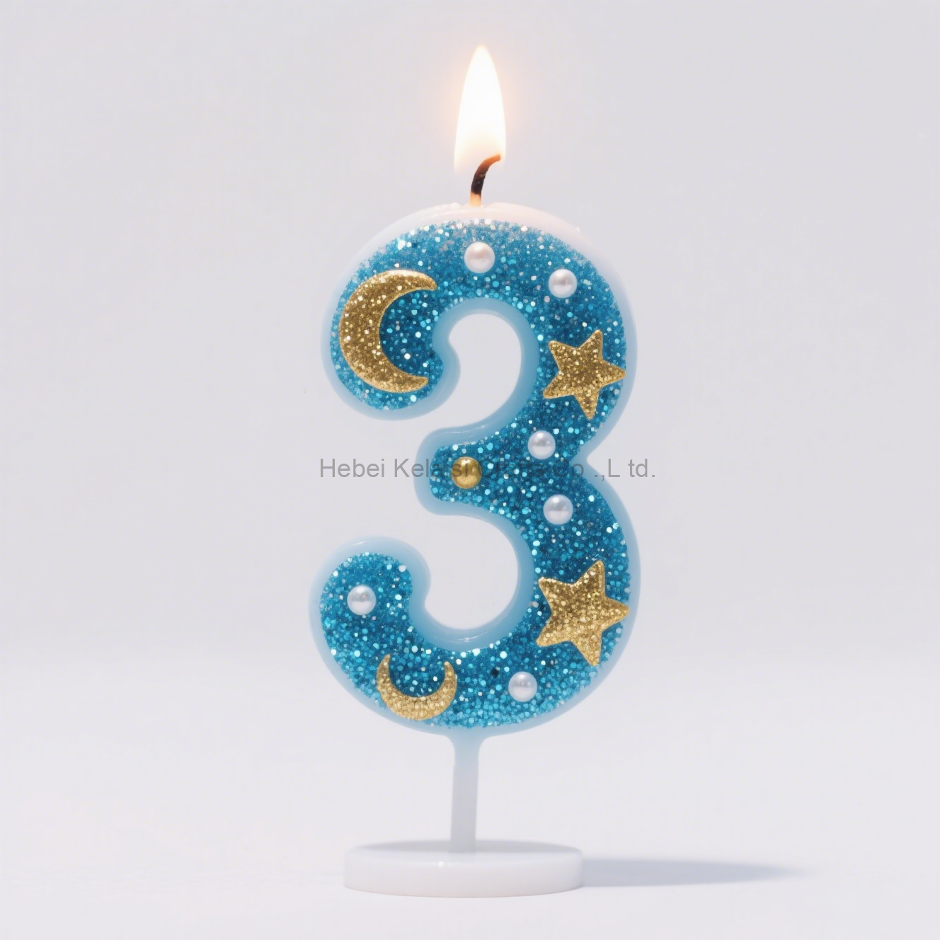 Blue Kids Glitter Cake Topper Party Number Birthday Candle