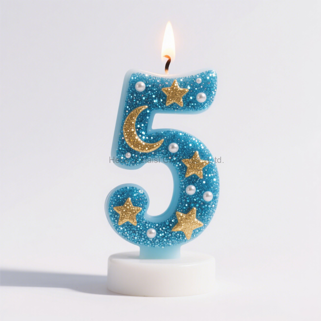 Blue Kids Glitter Cake Topper Party Number Birthday Candle
