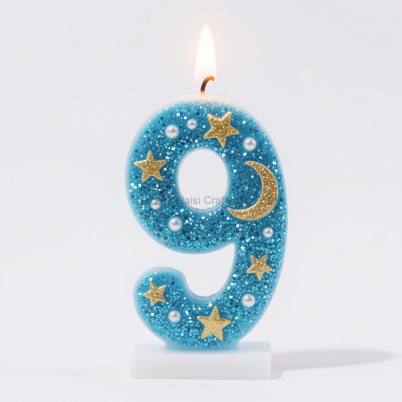 Blue Kids Glitter Cake Topper Party Number Birthday Candle