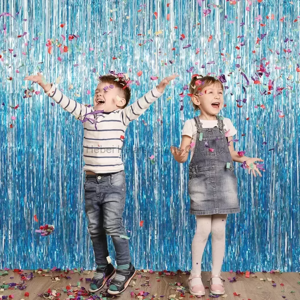 1*2m Aluminum Foil Wedding Backdrop Metal Tassel Decoration Curtain Party Rain Curtain