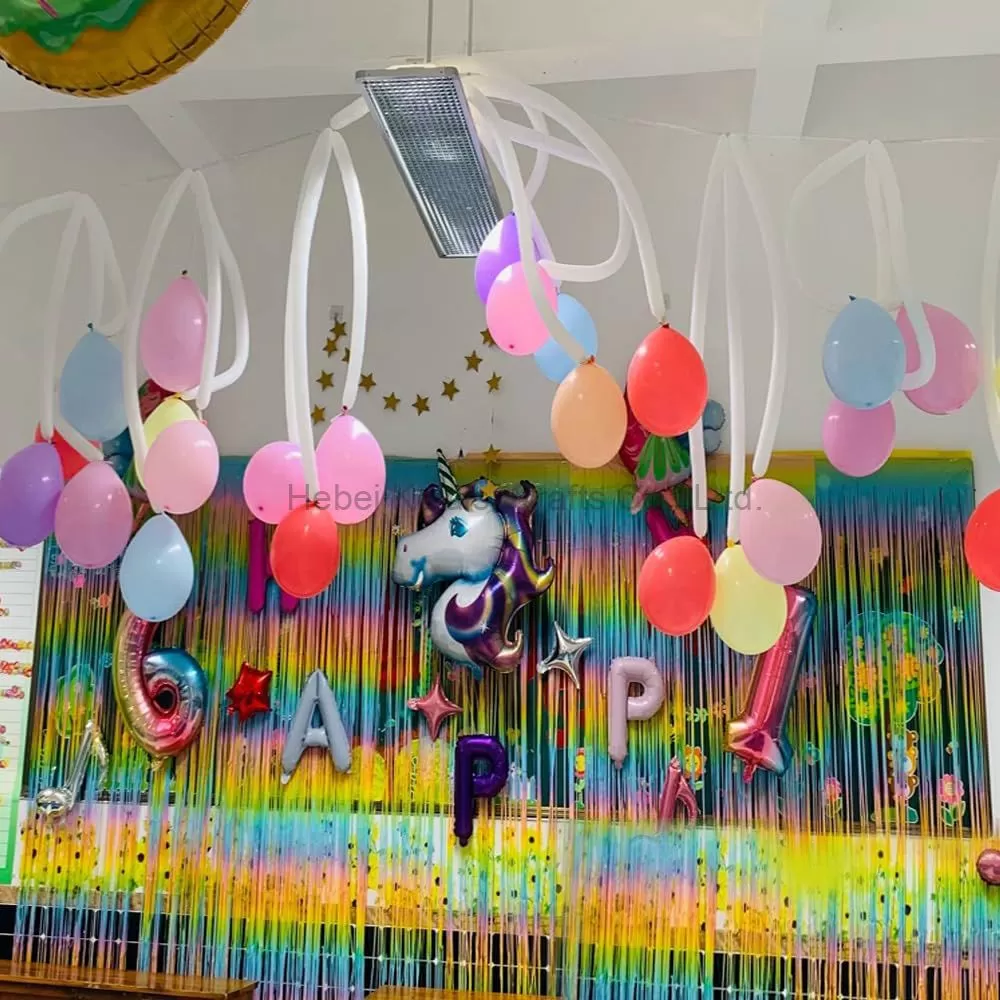 1x2m Rainbow Birthday, Wedding, Baby Shower Backdrop Aluminum Foil Tassel Curtain