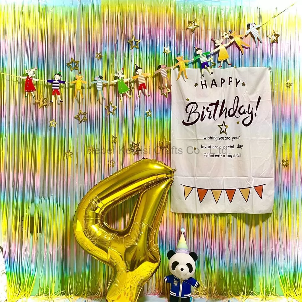 1x2m Rainbow Birthday, Wedding, Baby Shower Backdrop Aluminum Foil Tassel Curtain
