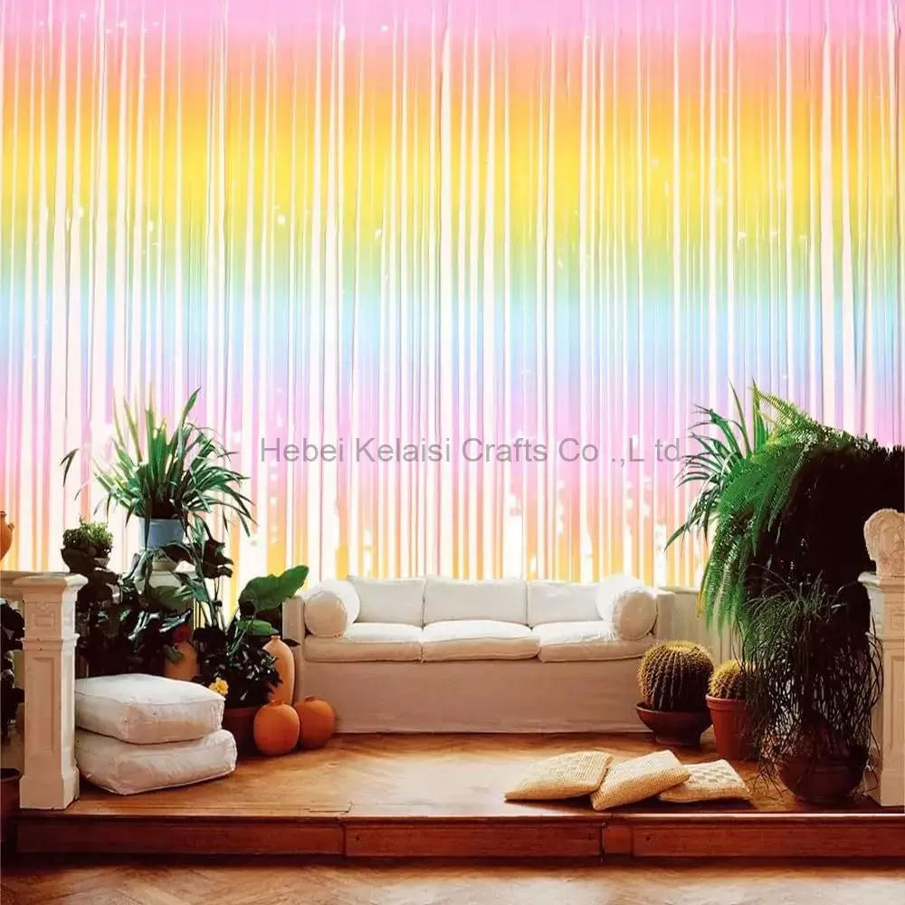 1x2m Rainbow Birthday, Wedding, Baby Shower Backdrop Aluminum Foil Tassel Curtain