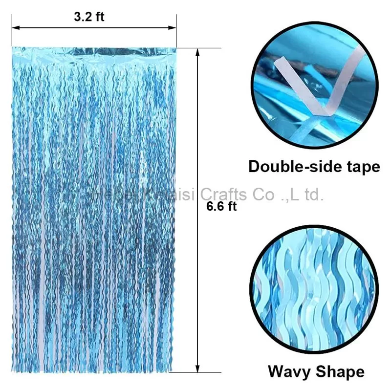 Wavy Tinsel Foil Fringe Curtain Photo Booth Props Mermaid Birthday Under Party Decorations