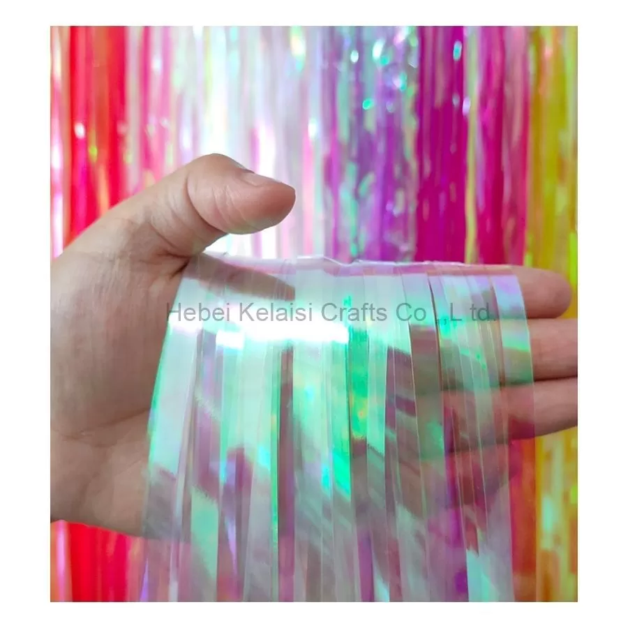 1×2 m Wholesale Holographic Tinsel Backdrop Iridescent Foil Fringe Curtain
