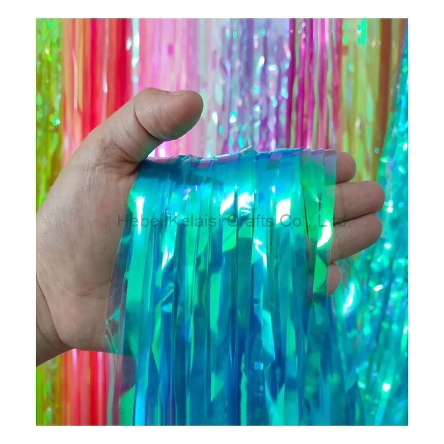 1×2 m Wholesale Holographic Tinsel Backdrop Iridescent Foil Fringe Curtain