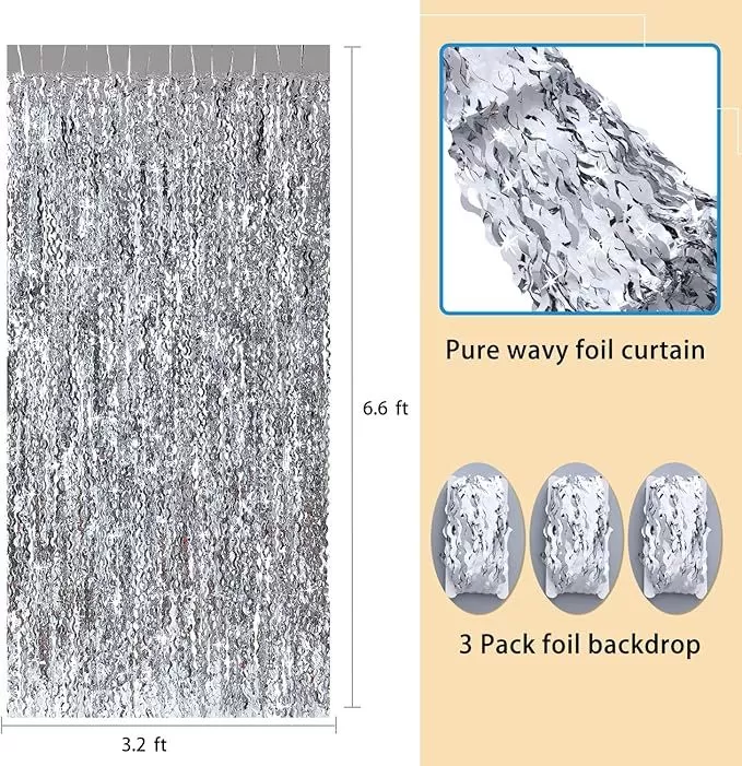 Party decoration tinsel wavy aluminum foil tassel curtain backdrop
