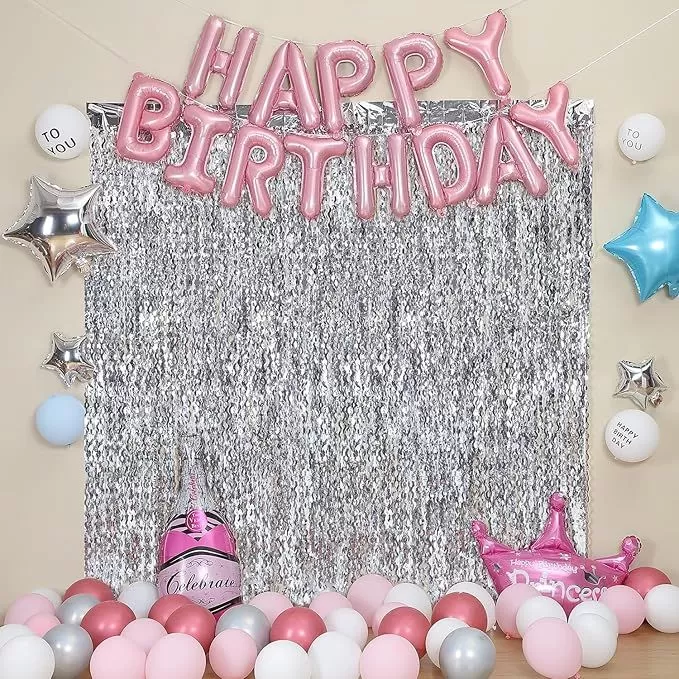 Party decoration tinsel wavy aluminum foil tassel curtain backdrop