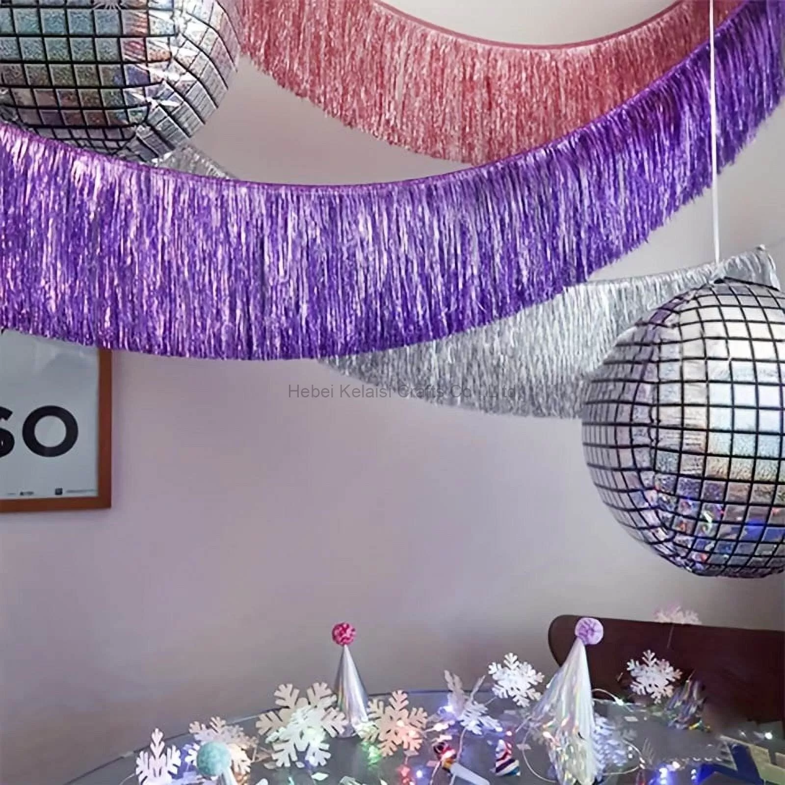 Metallic Tinsel Garland Curtain Table Skirts Hanging Decoration Party Backdrop