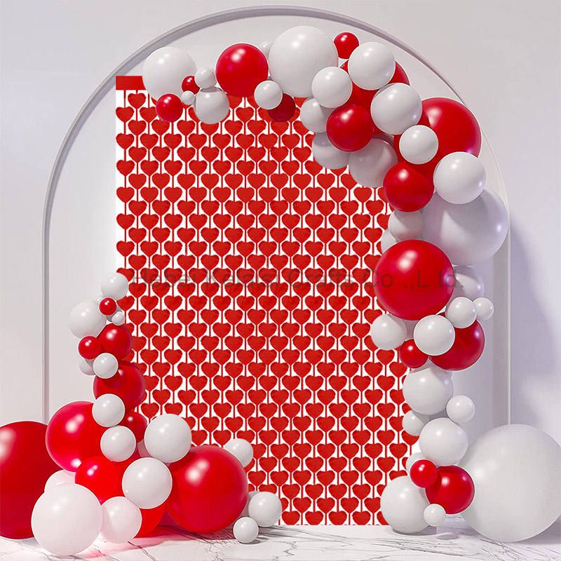 Party & Romantic Decoration Valentine's Day Foil Fringe Heart Curtain 1x2m Shiny Tinsel Backdrop