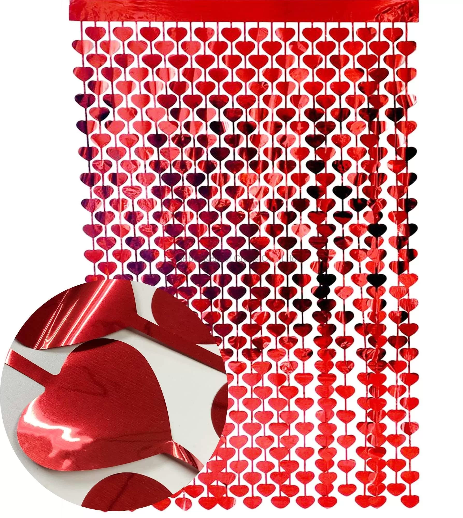 Party & Romantic Decoration Valentine's Day Foil Fringe Heart Curtain 1x2m Shiny Tinsel Backdrop