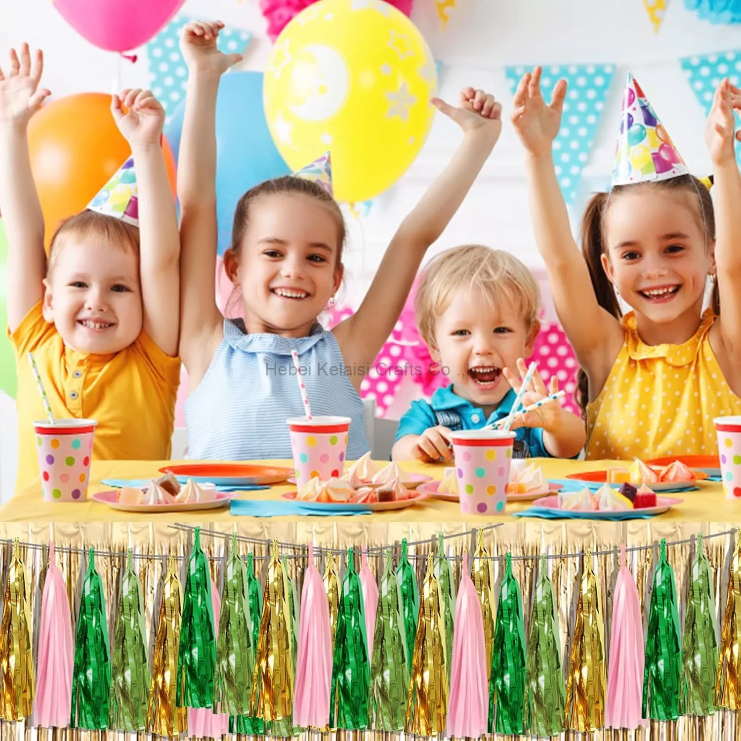 Colorful Hanging Fringe Banner Foil Tissue Tassel Garland Party Decorations