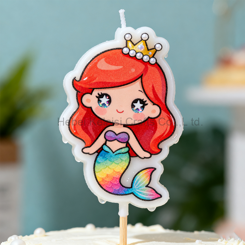 Cute Cartoon Cake Topper Ocean Theme Party Decoration Supplies Mermaid Birthday Candle for Kids