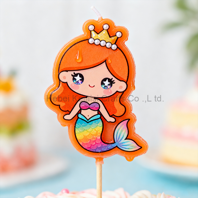 Cute Cartoon Cake Topper Ocean Theme Party Decoration Supplies Mermaid Birthday Candle for Kids