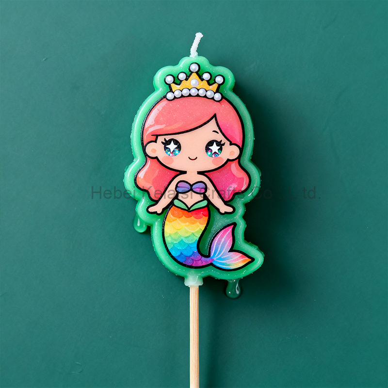 Cute Cartoon Cake Topper Ocean Theme Party Decoration Supplies Mermaid Birthday Candle for Kids