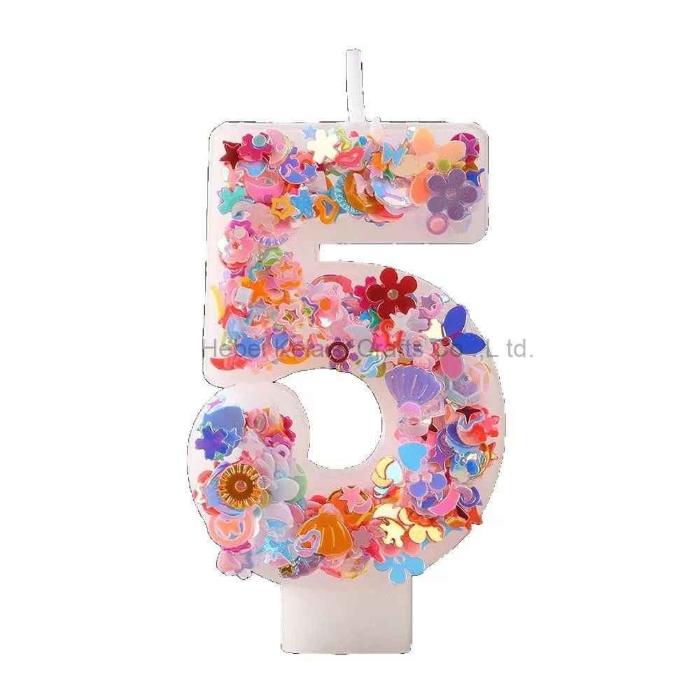 0-9 Numeral Candle Glitter Sequin Cake Topper for Party Decoration Sparkle Number Birthday Candle