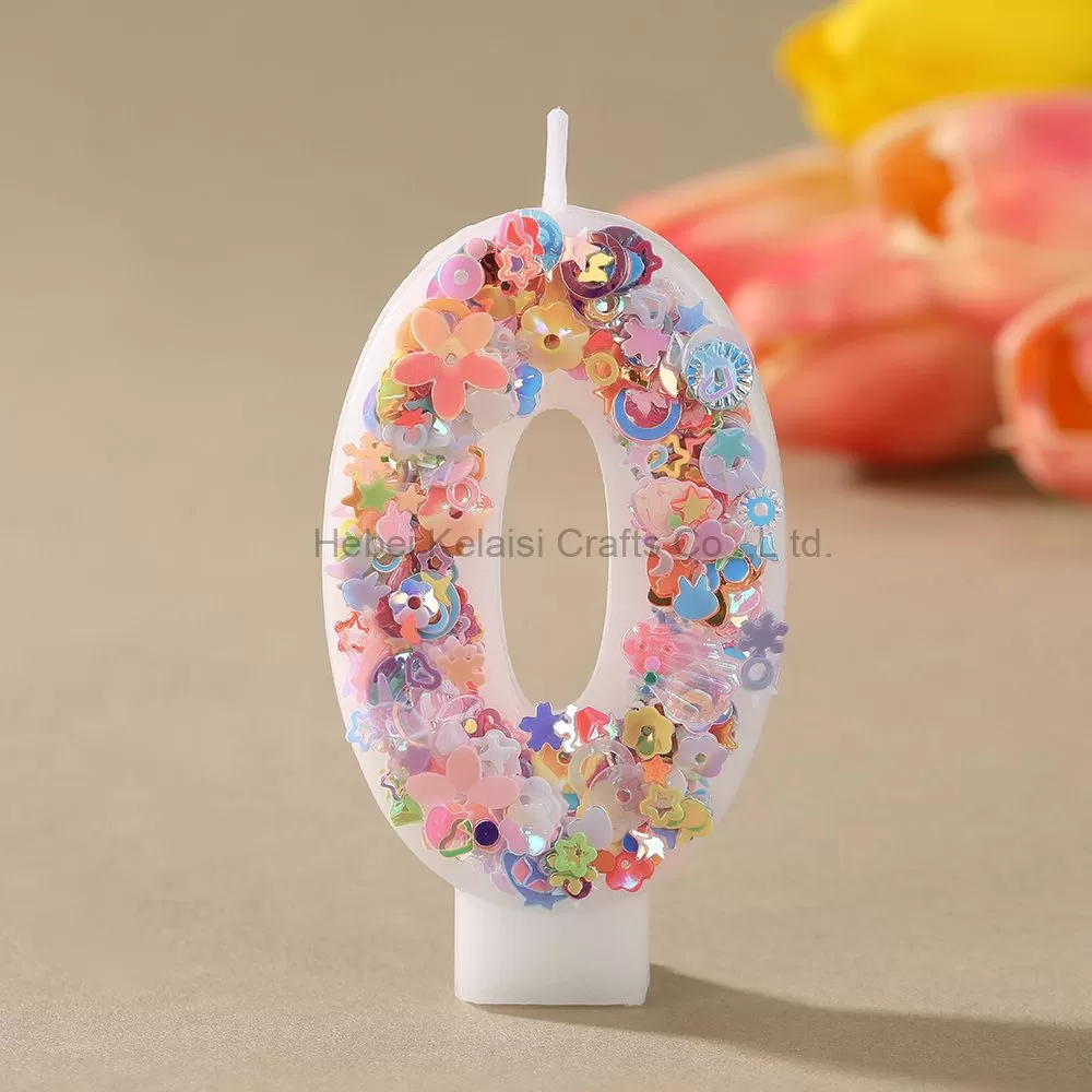 0-9 Numeral Candle Glitter Sequin Cake Topper for Party Decoration Sparkle Number Birthday Candle