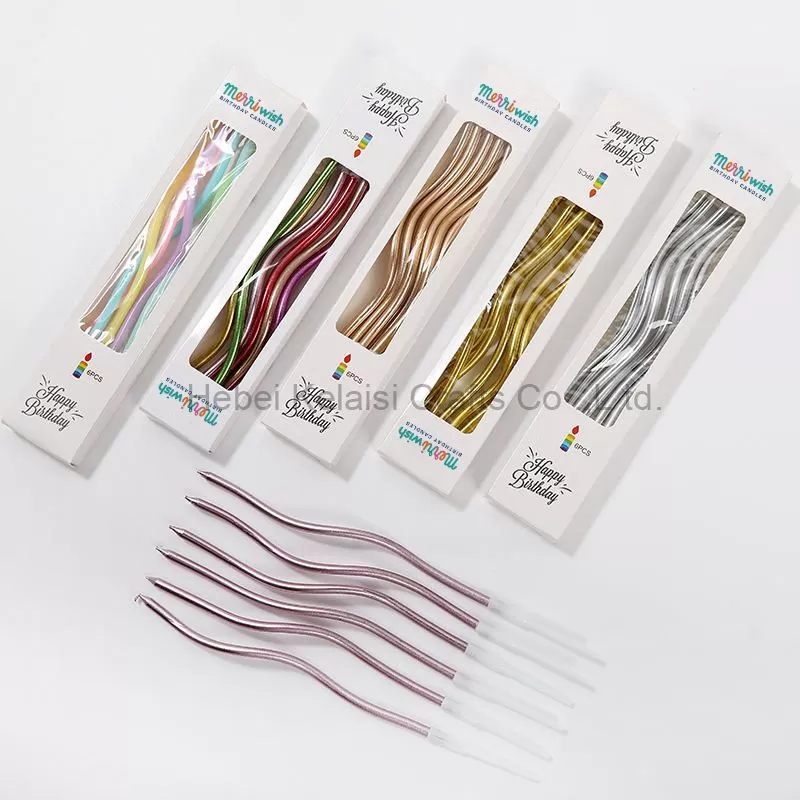 Twisted Spiral Cup Colorful Rainbow Happy Birthday Cake Gold-plated Curve Candle