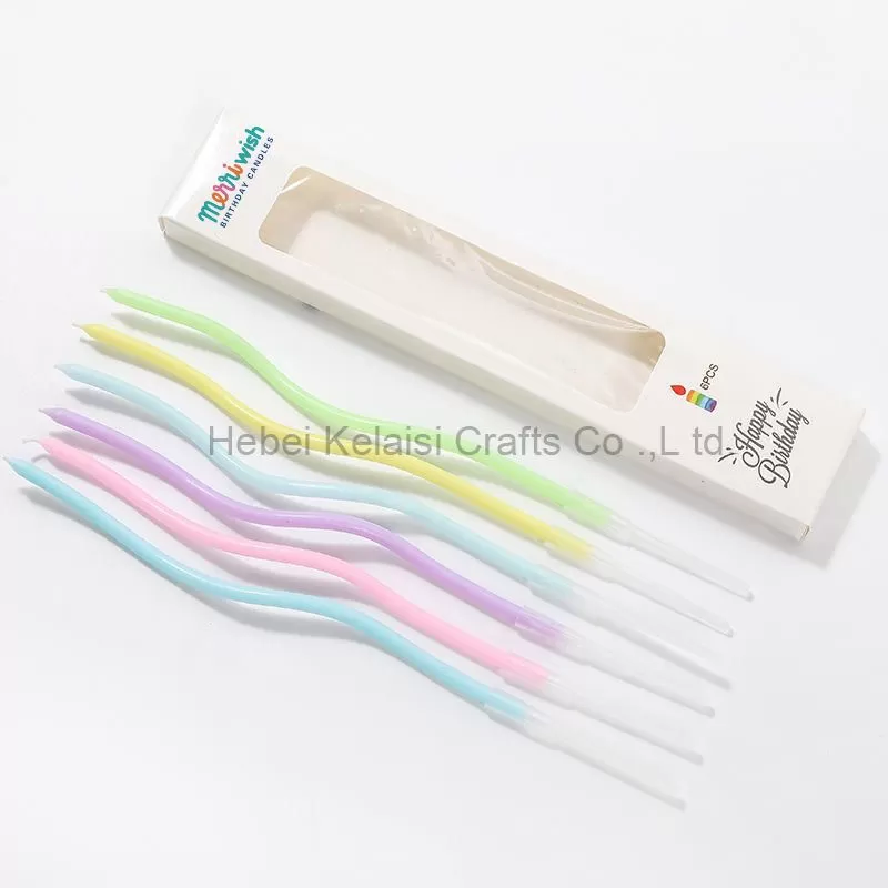 Twisted Spiral Cup Colorful Rainbow Happy Birthday Cake Gold-plated Curve Candle