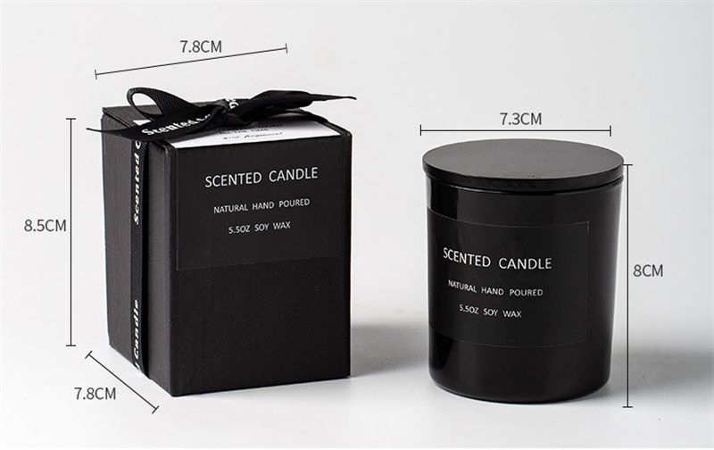 Classic Black Home Decoration Fragrance Candle Gift Set With Lid