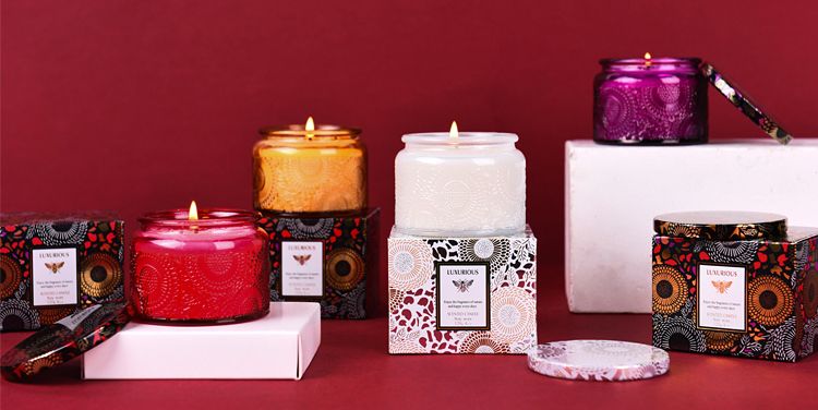 Handmade Embossed Glass Soy Candle