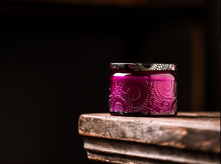 Handmade Embossed Glass Soy Candle