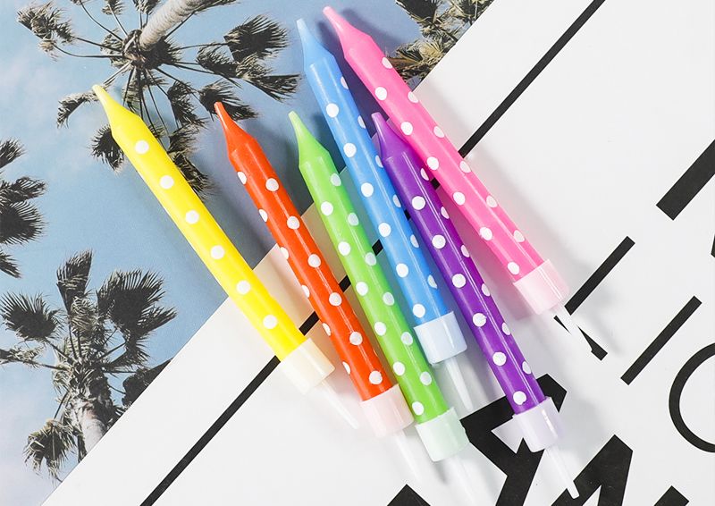 colorful polka dot short candles fashion metal print birthday cake thread candles
